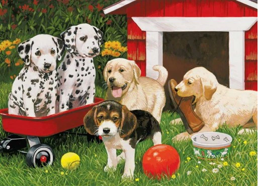 Five Puppies Paint by Numbers