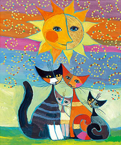 Chat et Soleil Personnes Peinture par Numéros