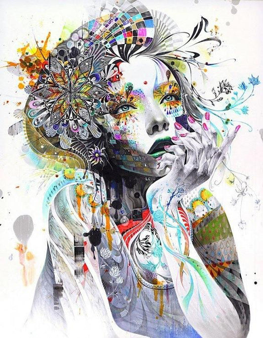 Woman Abstract CowNight Paint by Numbers