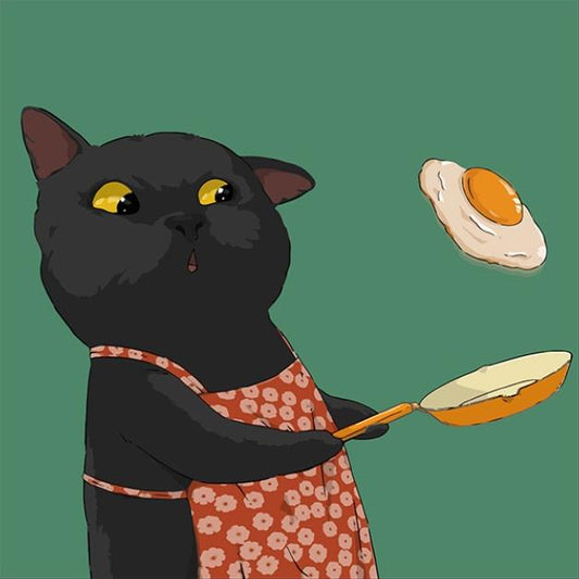 Chat noir cuisinier - Peinture par numéros