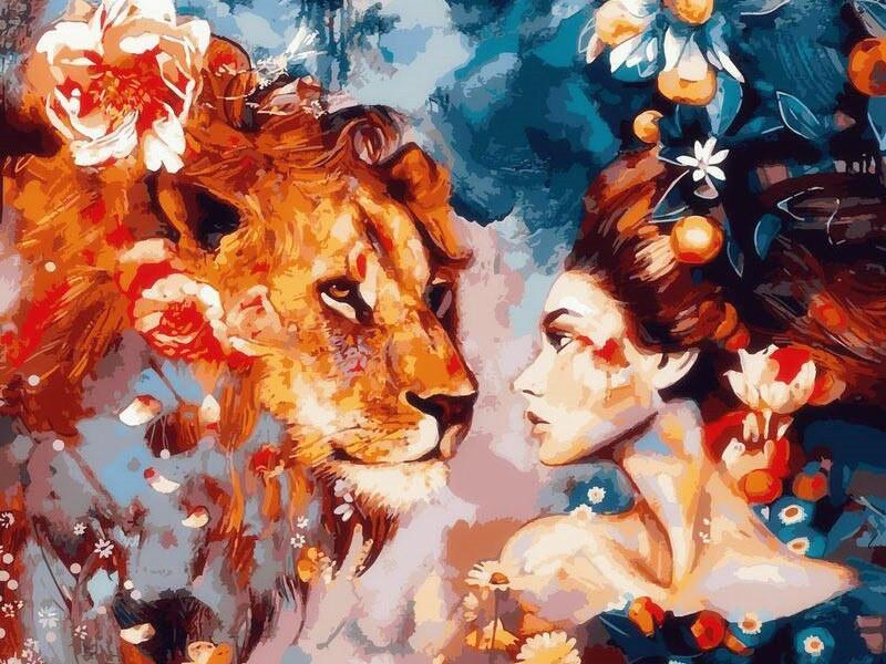Lionne à peindre par numéros