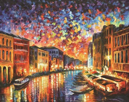 Vue nocturne de la ville Peinture par numéros