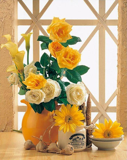 Vase und Blumen  Malen nach Zahlen