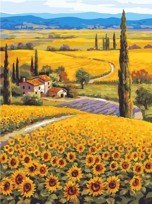 Sunflower Huatian Painting by Numbers