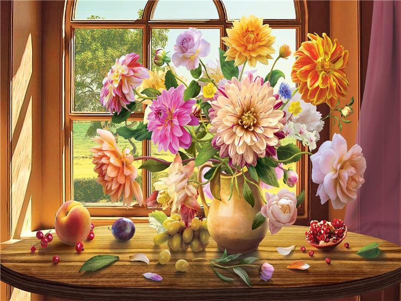 Fleurs près du lit Peinture par numéros