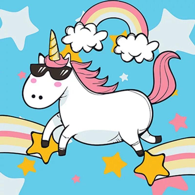 Sunshine Rainbow Little White Horse Paint by Numbers