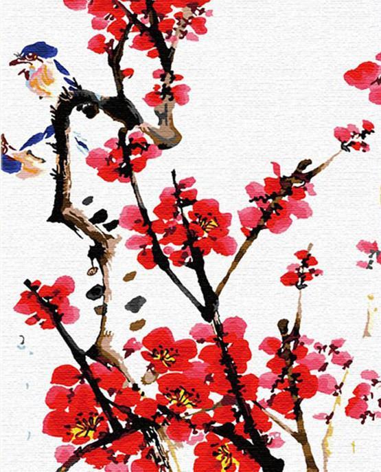 Plum Bush Painting by Numbers