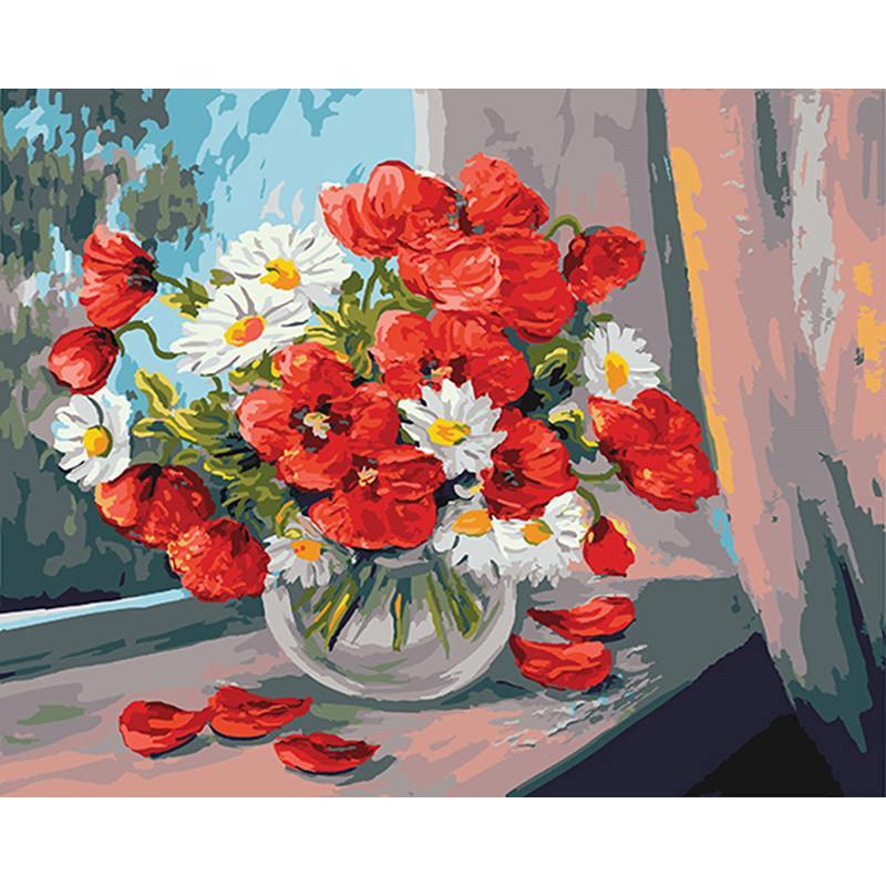 Fleurs à la fenêtre  Peinture par numéros