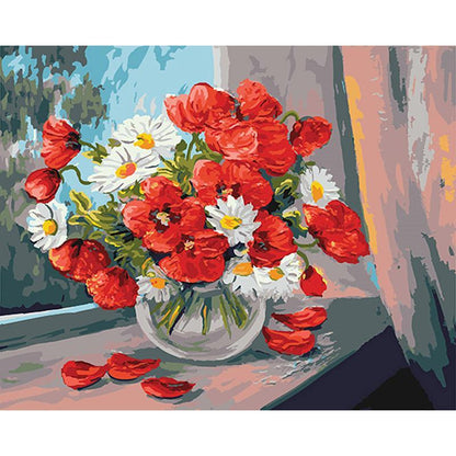 Fleurs à la fenêtre  Peinture par numéros