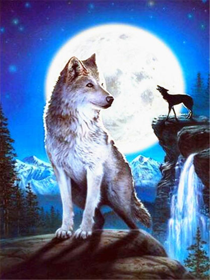 Wolf under the Moon Paint by Numbers