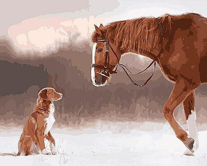Cheval et Chien Peinture par Numéros