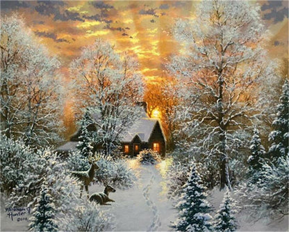 Snow Cabin   Painting by Numbers