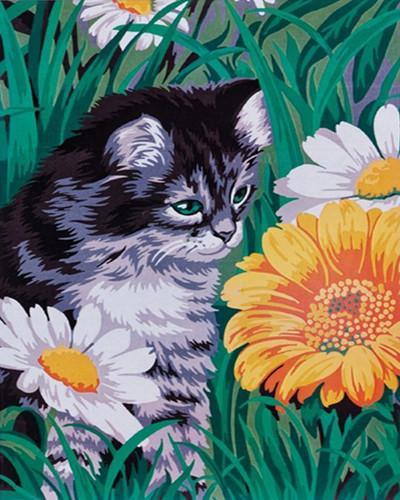 Cat and Sunflower Paint by Numbers