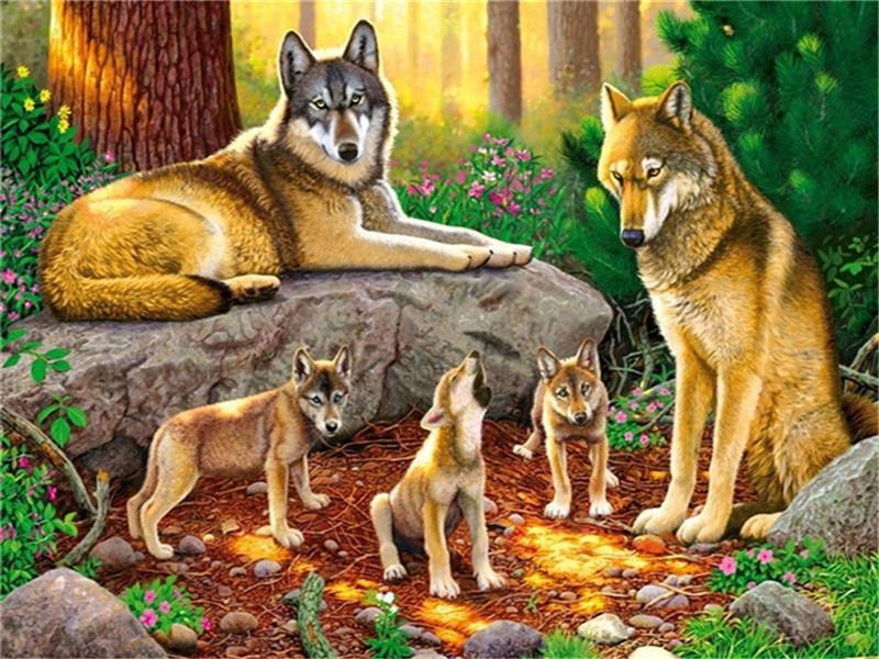 un groupe de chiots Peinture par numéros