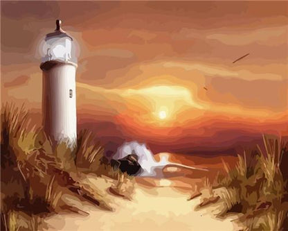 Phare au crépuscule   Peinture par numéros