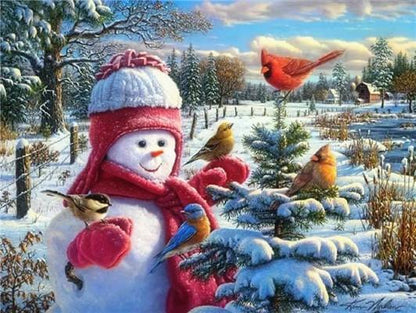 Bonhomme de neige de Noël à peindre par numéros